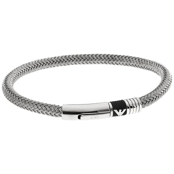 Ανδρικό βραχιόλι Emporio Armani EGS1623040 Heritage από ανοξείδωτο ατσάλι σε ασημί χρώμα.